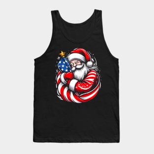 American Santa Claus For Men, Women Patriotic - USA Flag Tank Top